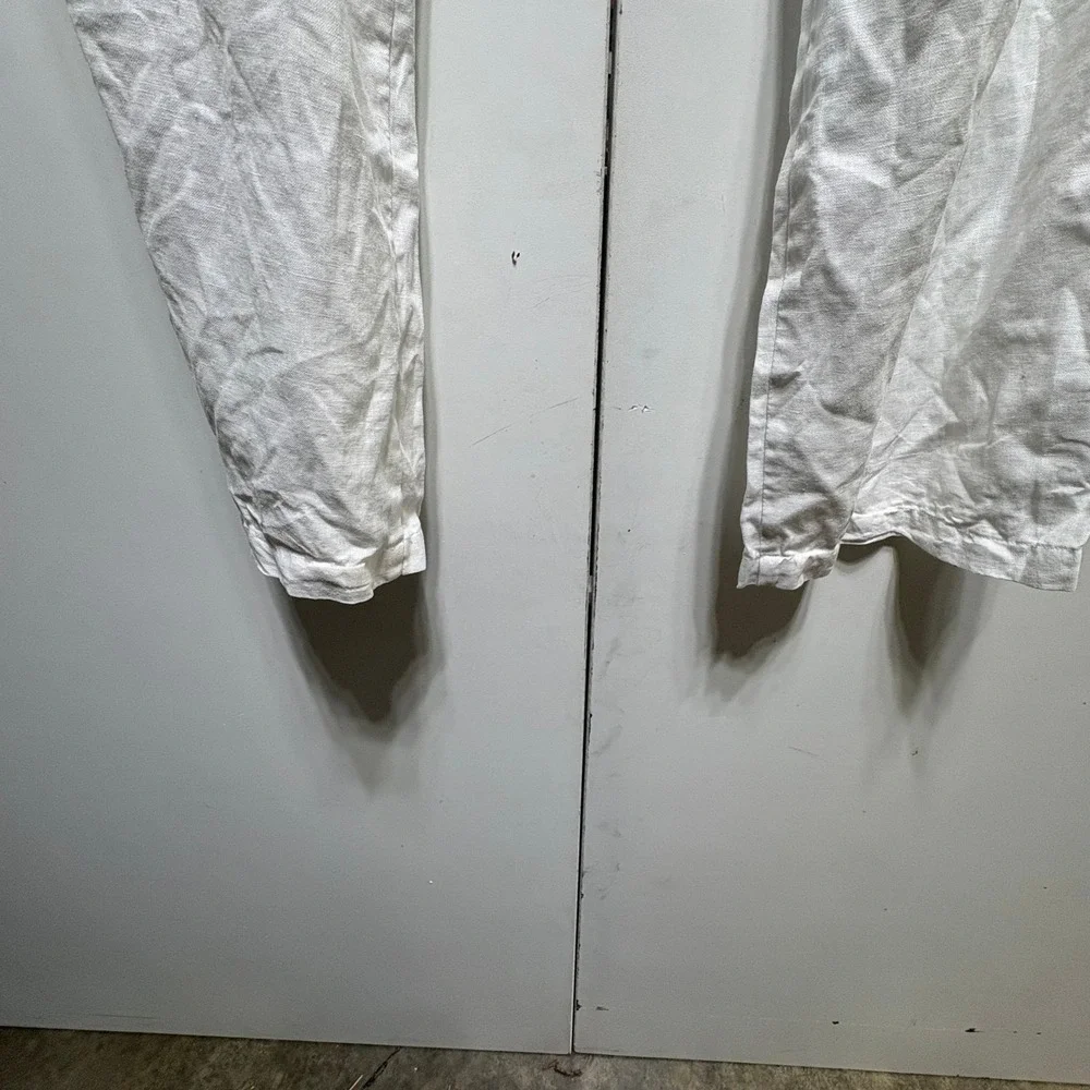 Tasso Elba Island Pants Mens White Linen Drawstring Casual Beach Trousers